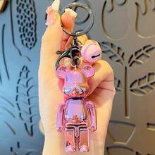 High Quality Black White Bear Brick Action Figures Block Bear PVC DIY Keychain Keyring Pendant Paint Doll Mini Brick Figure Toys - 銀色 - 查看 4