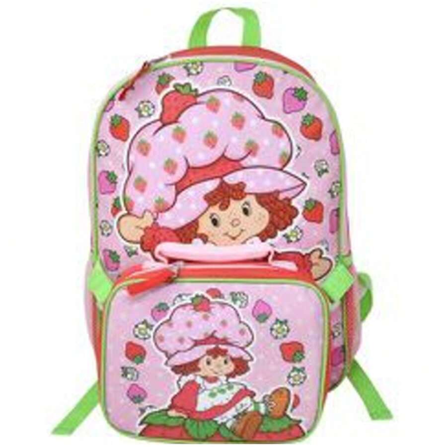 Disney Pink Strawberry Shortcake 16" Shoulder Backpack For School With Rectangular Lunch Bag, For Girls - 彩色 - 查看 1