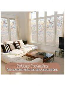 超宽3D彩色玻璃隐私窗膜，单向防窥，隔热99%并阻隔紫外线，防碎，适用于大型玻璃门窗，各种尺寸（宽度30/40/50/60/70/80/90厘米，长度最大可达500厘米） - 彩色 - 查看 5