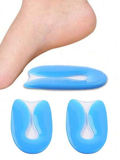 QKC 1 par de copas de talón de gel de silicona con forma de U, que absorben los golpes y son cómodas, adecuadas para hombres y mujeres