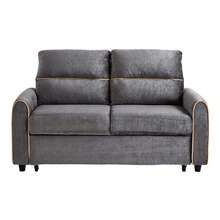 MERAX Chenille Pull Out Sofa Bed, 58-Inch Sofa Bed, Sleeper Sofa, Loveseat Sofa With Adjustable 3 -Position Backrest, 4 Side Pockets And Charging Ports For Living Room, Grey - 灰色 - 查看 9