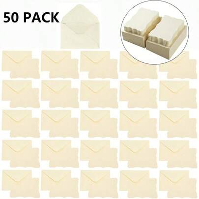 50 ظرف + 50 بطاقة، تشمل بطاقات تهنئة بيج فارغة، أظرف صغيرة لاصقة، مناسبة لحفل التخرج، الدعوات، حفل استقبال الطفل، الزفاف وبطاقات الرد.