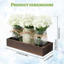 Bohemian Fall Mason Jar Floral Arrangements, Living Room Decorative Vases, Dining Room Ornaments, With String Lights - Centerpieces On A Rustic Wooden Tray, Thanksgiving Artificial Rose Bouquet Table Decoration, Farmhouse-Style Ladies' Gift. - trắng - Xem 7
