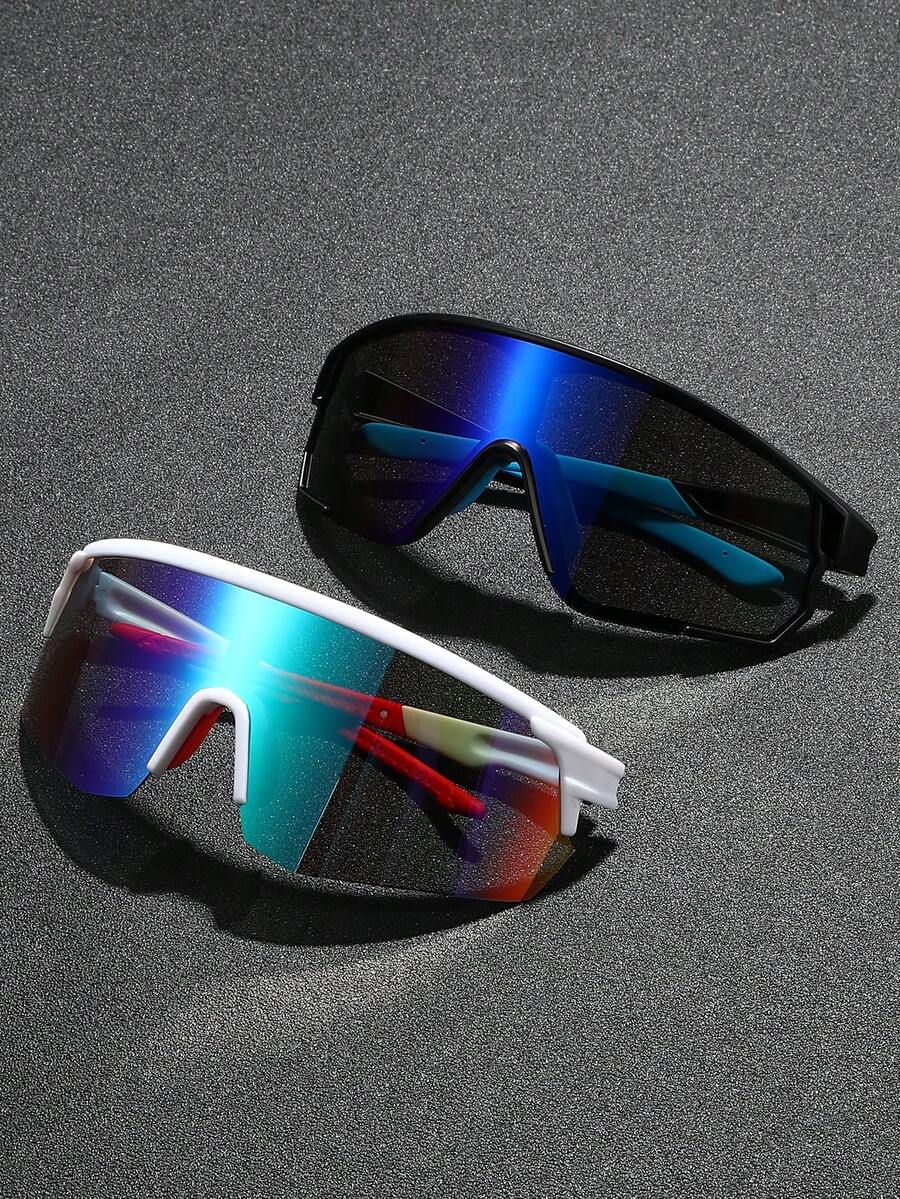 2pcs Y2K Style Plastic Sports Cycling Wrap-Around Eyeglasses For Men, Suitable For Daily Wear, Photography, Shopping, Cycling, Skiing, Etc. - Multicolor - View 1