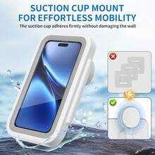 Giá đỡ điện thoại chống sốc, chống nước, xoay 480 độ, đế hút chân không độ nhạy cao giúp dễ dàng di chuyển, giá đỡ điện thoại gắn trên ốp lưng, thích hợp cho bồn tắm, nhà bếp và gương, phù hợp với mọi điện thoại từ 4-7 inch, quà tặng Valentine cho nam giới. - Mặc định - Xem 3