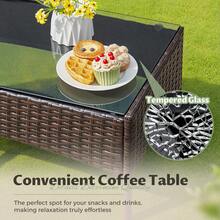 4 Pieces Patio Conversation Set Outdoor PE Rattan Wicker Chairs Set With Table - Beige - View 5