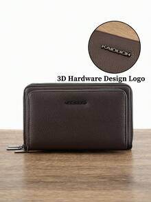 HOVI'S Classic Solid Color Retro Clutch Bag, Minimalist Business Large Capacity Lightweight Waterproof Daily Commute Phone Bag For Men, Valentine Day - Brown - View 5