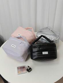 Large Capacity Minimalist Design Makeup Bag, Multi-Compartment Travel Toiletry Pouch, Suitable As Holiday Gift - Multicolor - View 1