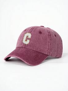 1pc Children's Adjustable Baseball Cap With 26 English Letters, Outdoor Sun Protection Casual Hat Suitable For Boys And Girls, Spring/Autumn, Travel, Beach - Burgundy - View 5