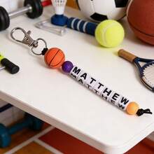 1pc Personalized Custom English Name/Letter - Soccer, Basketball, Baseball Beads - Lobster Clasp - Birthday, Anniversary, Valentine's Day Gift, Suitable For Him/Her Or Parents - Ball Keychain - View 34