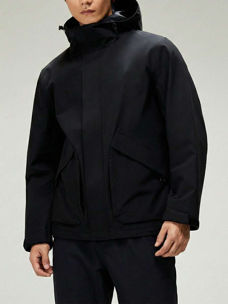 CAMEL CROWN 防水男士工作夹克，耐穿，男士春秋季防风外套，徒步装备 - 幻影黑 - 查看 1