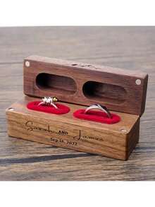 1PC, Personalized Custom Ring Box, Wooden Ring Box With Name, Engraved Wedding Ring Box, Double Ring Box, Flower Girl Ring Box, Engagement Ring Box Gift, Anniversary Gift - Multicolor - View 4