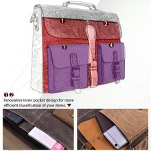 NEWHEY 15.6 Inch Men's Vintage Genuine Leather Large Laptop Briefcase, Waterproof Canvas Messenger Bag, Durable Leather Computer Bag, Brown - Multicolor - View 9