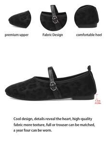 新款方头单带女鞋，透气豹纹印花，橡胶软底，适合妈妈们，四季皆宜 - 黑色 - 查看 7