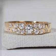Delicate Synthetic Zirconia 18K Gold Plated Women's Elegant Wedding Engagement Ring - Gold - View 10