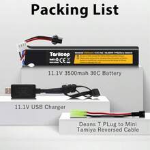 Tosiicop Airsoft Gel Blaster Battery - 11.1V 3500mAh Airsoft Lipo Batteries For Water Bead Splat Ball Splatter With Mini Tamiya Connector To -2P Plug Rechargeable Charging CableFull Of Fun - 如圖所示 - 查看 7