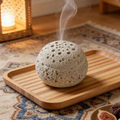 Minimalist Concrete Black Hole Incense Holder, Made Of Round Resin Incense Stone With Incense Burner Accessories. Suitable For Meditation, Home Decor, Kitchen Or Cafe, Also A Great Housewarming Gift.