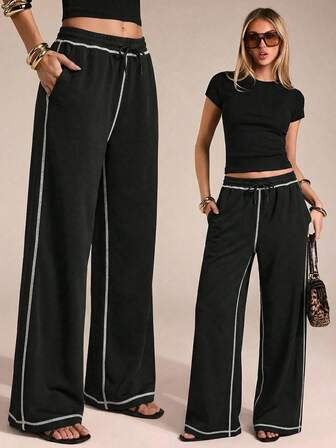 Women's Casual Straight-Leg Jogging Pants, Suitable For All Seasons, Outdoor Sports Pants For Teen Girls, Soft Fabric (Machine Washable), Suitable For Commuting, Back-To-School Season, And Outdoor Activities.