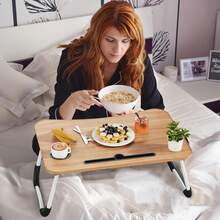 Lap Desk Bed Trays For Eating And Laptops Breakfast In Bed Tray For Sofa/Couch/Study/Reading/Writing With Cup Holder/Drawer On Low Sitting Floor Large Portable Foldable - Walnut - View 6