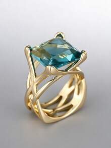 1pc Women's Sparkling Cubic Zirconia Ring, Suitable For Wedding, Engagement, Valentine's Day, Party Gift - 2# - View 4