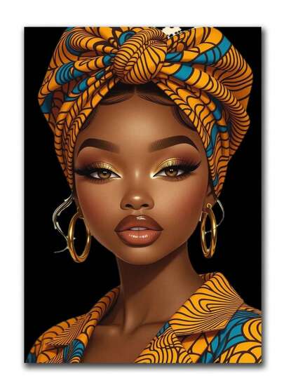 1PC Diamond Art Kit African Woman Pattern 5D Diamond Painting Cross Embroidery Kit Gift Diamond Embroidery Mosaic Suitable For Adults And Beginners Exquisite Stress Relief Manual Diamond Pasting Digital Art Kit Round Full Diamond Dot Diamond DIY