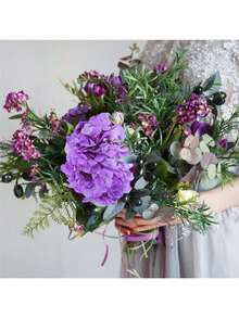 6pcs Artificial Hydrangea Flowers, Silk Hydrangea Flowers, Fake Plants, Home, Restaurant, Living Room, Outdoor Garden Decor, Floral Arrangement, Photography Props, Autumn, Spring, Vase, Flower Wall, Wreath, Bridal Bouquet, Wedding Decoration, DIY Wreath Materials, Birthday Party Decor, Home Decor Accessories, Valentine's Day - Purple - View 7