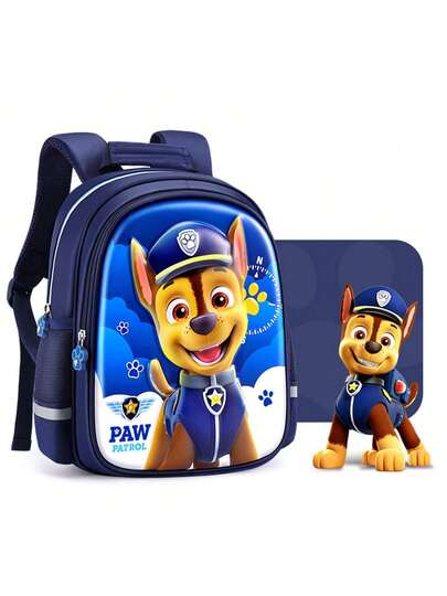 Mochila para niños de Paw Patrol en azul, con el perro Chase en acción. Mochila escolar con correas ajustables y cómodas para niños
