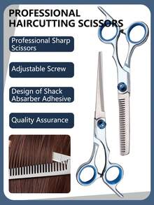 Professional 6-Inch Haircutting Scissors | Ergonomic Handle With Blue Accent For Sensitive Skin | Suitable For Salon & Home Use | Men's/Women's Haircutting Accessory For All Hair Types | Streamlined Design & Durable Construction - Multicolor - View 3