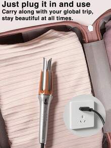 1pc Automatic Curling Iron, One-Key Rotating Curler, Anti-Scald Design, Quick Styling, Convenient For Travel - EU C Type Plug(220-240V) - View 9