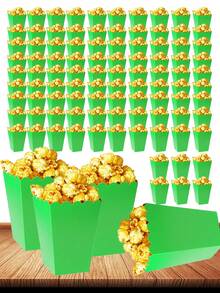 100/48/36/24/12 piezas/1 pieza Cajas de palomitas blancas, Cajas de palomitas mini de 2 x 4.5 x 3 pulgadas para decoraciones de noche de cine Navidad / Halloween - Pasto verde - Ver 25