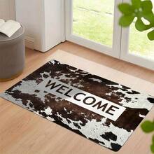 Western Cowboy Cow Texture "Welcome" Font Floor Mat Welcome Door Mat Featuring Suitable All Seasons  Suitable Kitchens  Bathrooms Laundry Rooms  Corridors Balconies Outdoor Indoor Balcony Doors Entrance Floor Mats Halloween Christmas Graduation - Multicolor - View 4