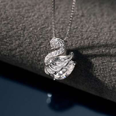 1 pièce Collier pendentif cygne scintillant, design élégant et à la mode, convient pour les fêtes, le port quotidien, cadeau pour les vacances
