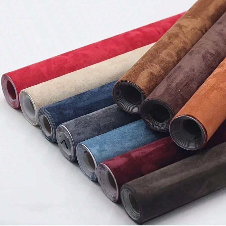 50*150厘米/19.68*59英寸自粘天鹅绒面料，合成天鹅绒装饰皮革工艺贴纸，汽车内饰风格珠宝盒皮革膜，多色黑色自粘天鹅绒面料，粘性天鹅绒衬里卷，适用于DIY缝纫、汽车内饰门装饰或绗缝、缝纫项目、补丁等。 - 多色 - 查看 1