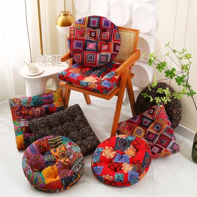 1 pieza Almohadilla antideslizante de lino grueso estilo bohemio, especial para fijar cojines de sillas de comedor/oficina, alfombrilla de asiento cálida para otoño e invierno