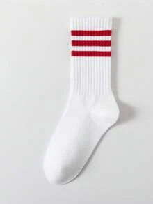 6 Pairs Colorful Vertical Striped Mid-Calf Socks, Autumn/Winter - Multicolor - View 10