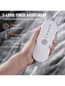 Heated Blanket Electric Throw, 72" X 84" Full Size, Soft Flannel Heating Blanket With 10 Hours Timer Auto-Off & 5 Heating Levels For Couch Sofa, Machine Washable, ETL & FCC Certification (Grey) - 全尺寸法蘭絨 - 查看 4