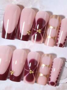 Bộ 24 miếng dán móng tay hình hoa chữ nhật phong cách Y2K giúp nâng tầm phong cách của bạn! Bộ móng giả acrylic kiểu Pháp này bao gồm 1 miếng gel dẻo và 1 dũa móng, vừa khít với móng tay của bạn. Dễ sử dụng, phù hợp cho mùa hè và kiểu móng Pháp, thích hợp cho công việc hàng ngày, tiệc tùng và các dịp khác. - Màu Đỏ Sâu - Xem 5