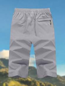 Men's Summer Quick-Dry Capri Pants 3/4 Length Jogging Pants Outdoor Lightweight Sportswear With 3 Zipper Pockets - Light Grey - View 2