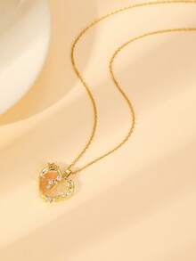 柔雾甜美宝石项链，蝴蝶心形云朵吊坠，金色精致颈链，日常佩戴的温柔风格配饰 - 金色 - 查看 3