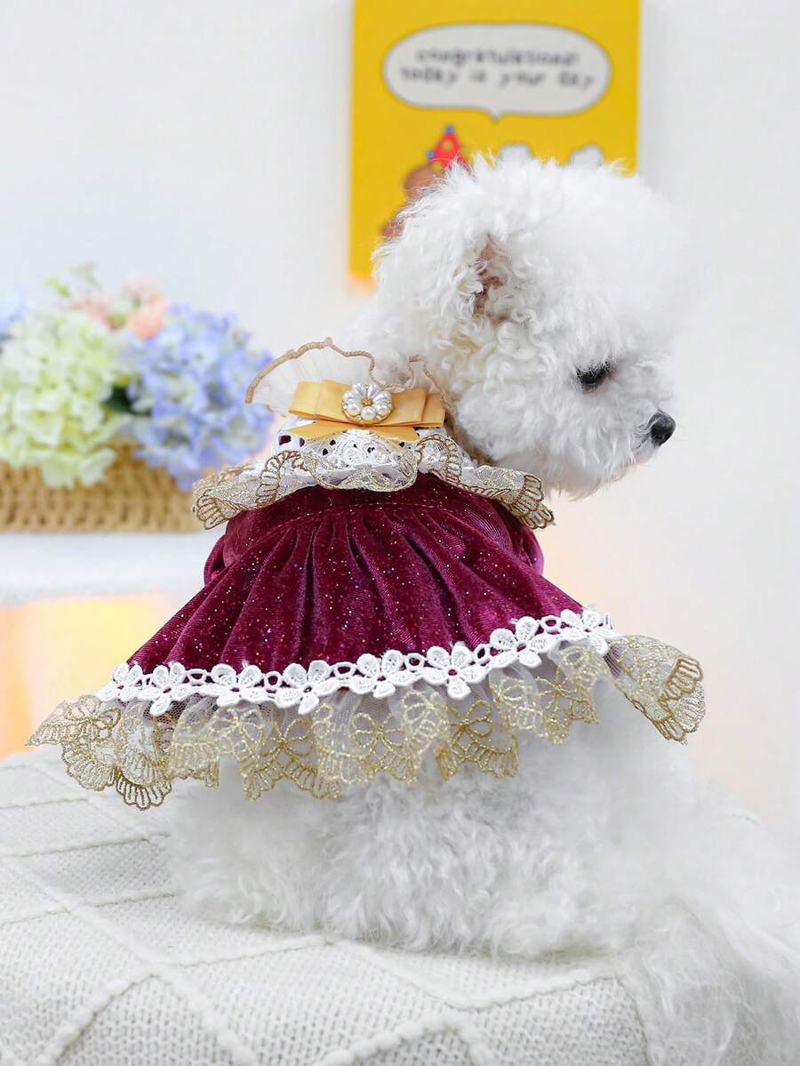 1件宠物服装，小型犬/猫服装，休闲时尚，可爱浪漫，婚纱和蓬蓬裙系列 - 彩色 - 查看 1