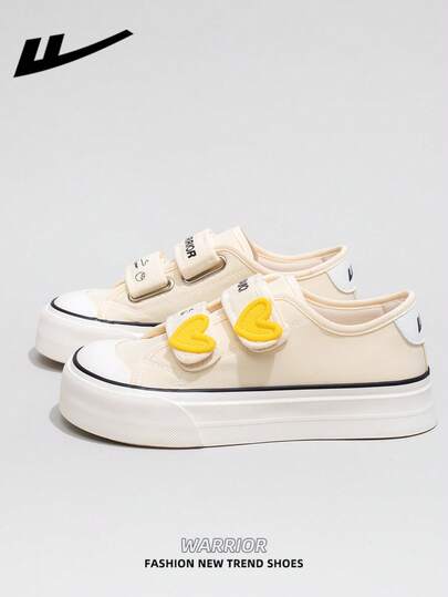  1双 WARRIOR 女士厚底系带软底休闲鞋，低帮户外平底鞋，圆头低跟防滑纯色优雅软底徒步鞋，适合学生、毕业照、平底鞋、低帮皮质运动滑板鞋