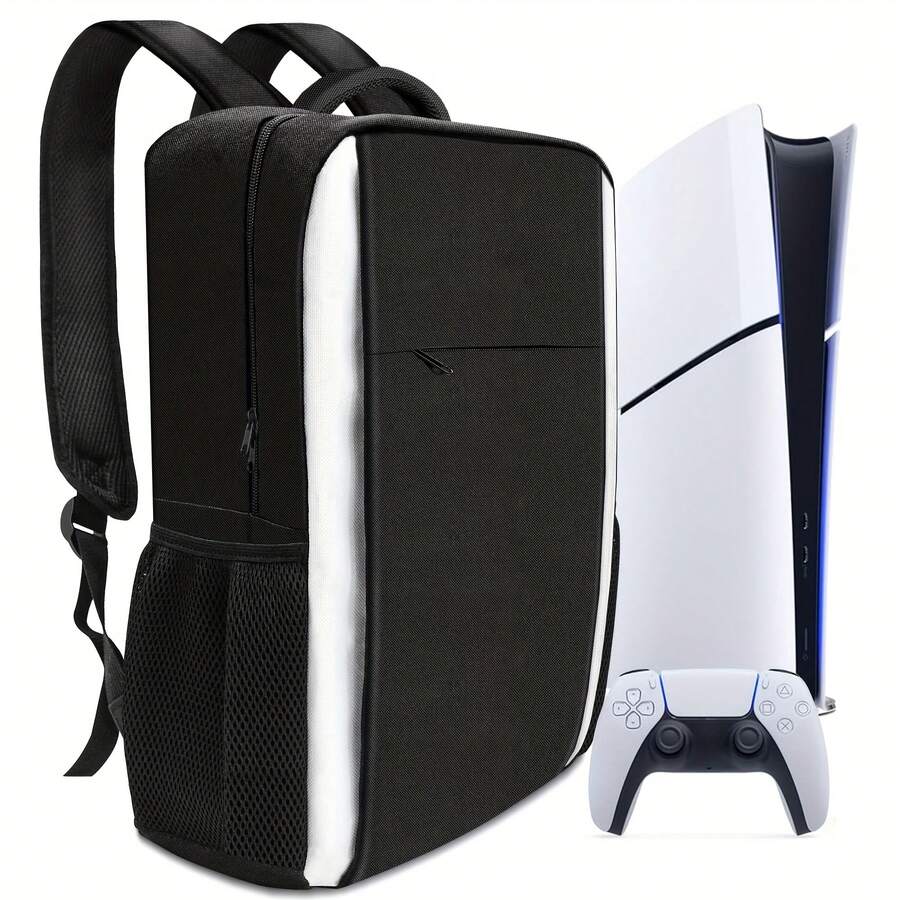 PS 5 Game Backpack, Protective Travel Carrying Case Compatible With 5 Console, Game Storage Bag With Multiple Pockets For PS 5 Discs/Games/Laptop, Tech Gift For Men, Women, Girls, 5 Storage Bag, Game Controller Accessory Backpack For PS-5, Shockproof Dustproof Waterproof Travel Bag With Adjustable Shoulder Strap, Black