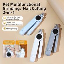 ENSSU 二合一宠物指甲钳和磨甲器，带LED灯，电动宠物指甲修剪器，适用于小型、中型和大型犬猫，智能LED显示屏，3档可调速度，USB充电，低噪音，专业宠物美容工具套装，适用于各种体型的宠物。 - 彩色 - 查看 11
