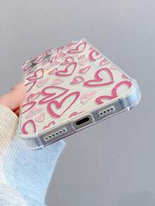 1pc Heart Pattern, Card Slot Transparent Shockproof Phone Case, TPU Material Can Be Given As Holiday Gift, Holds Photos, Cards, Suitable For IPhone XS/XS Max/XR/11 12 13 14 15 16 Pro/Pro Max/14 15 16 Plus/17 - Clear - View 4