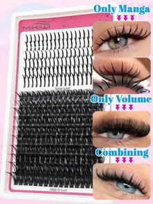 4 In 1 Lash Clusters 304Pcs 100D+80D+60D 19mm Long Lash Spikes Eyelash Clusters Volume Individual Lashes DIY Spiky Lash Extension Manga Cluster Eyelash Extensions,Eyelash Clusters, Individual Eyelashes, Lashes, Fake Lashes,DIY Eyelash Extension At Home - 黑色 - 查看 4