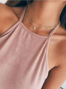 2pcs/Set Minimalist Heart Layered Necklace, Personalized Creative Pendant Choker Necklace - Silver - View 13