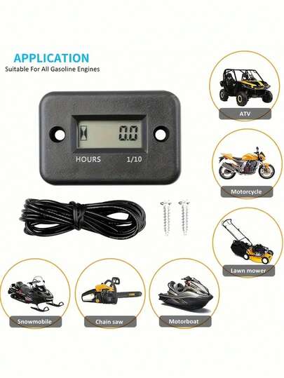 Waterproof LCD Digital Hour Meter Tachometer For Motorcycle, ATV, Boat, Motorcycle Instrument Panel