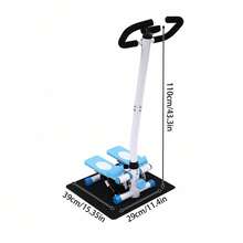 Blue‑White Hydraulic Fitness Stepper Max 150KG Load Adjustable Height With Display Screen Resistance Bands Non‑Slip Mat For Home Cardio Workout - Blue+White - View 4