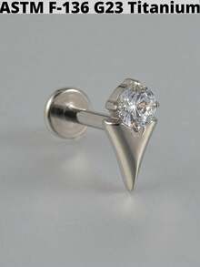 1件装 Cz 小鹿 G23 纯钛耳骨钉 16G 内螺纹锆石花朵耳廓耳屏穿刺饰品 - 如圖 - 查看 12