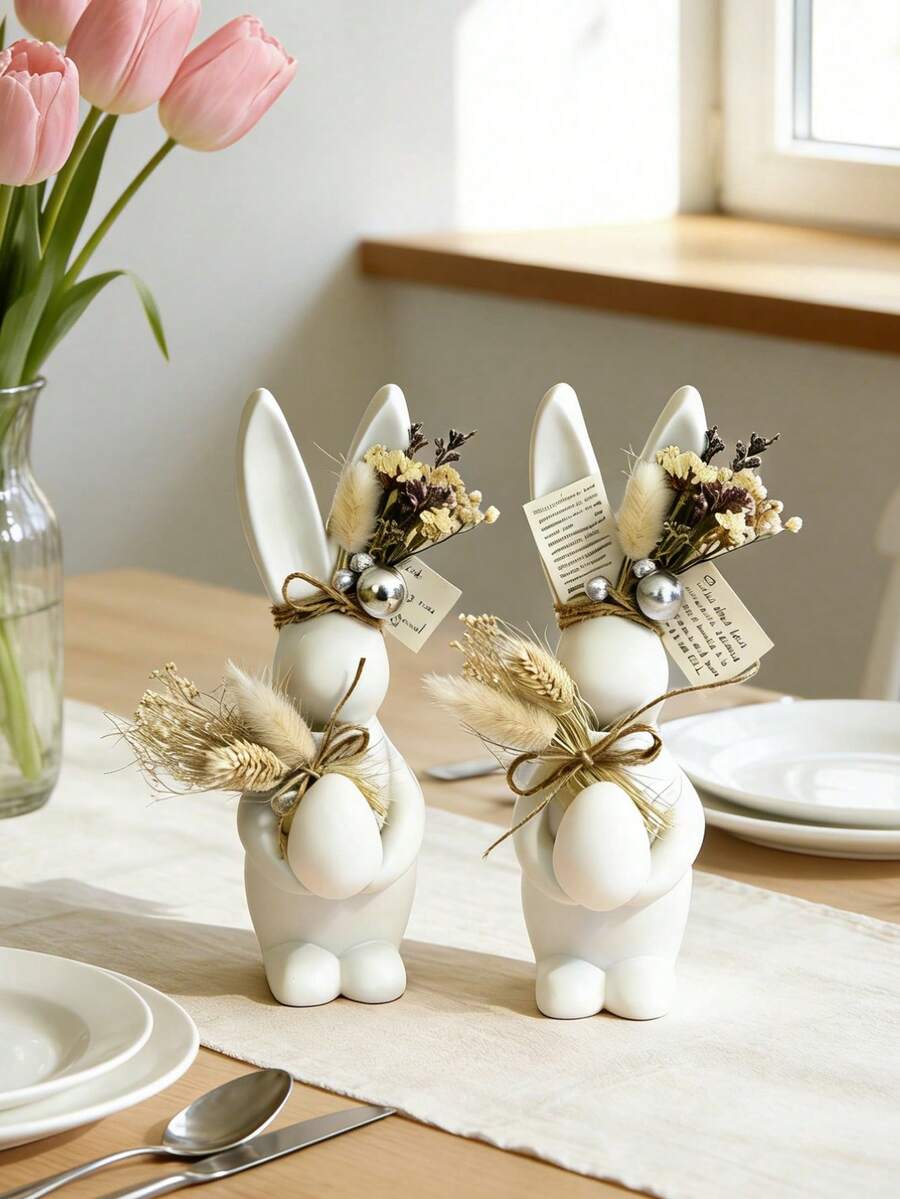 硅胶模具，可用于制作复活节兔子，也适用于制作蜡烛、环氧树脂制品、粘土和石膏工艺品。是春季家居装饰和复活节礼物的理想之选。 - 白色 - 查看 1